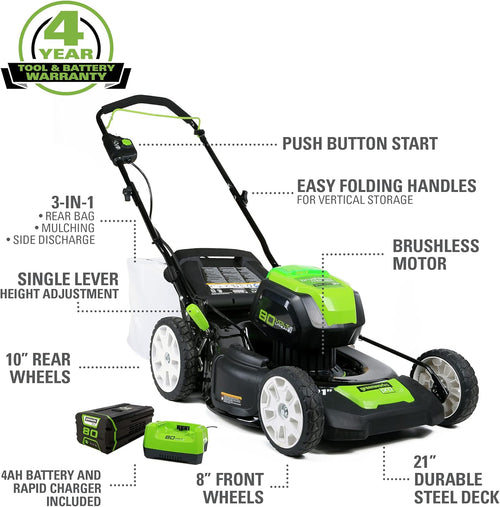 21" Brushless Cordless Lawn Mower with 4.0Ah Battery and Charger K295523