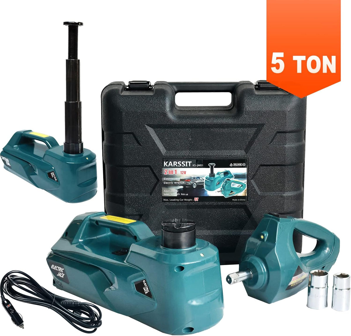 5 ton Electric Car Jack with Impact Wrench 12V Hydraulic Car Jack C839
