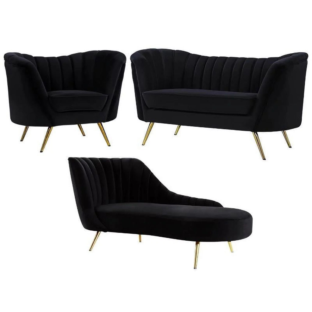 3-Piece Velvet Accent Chair Chaise & Loveseat M550360