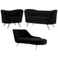 3-Piece Velvet Accent Chair Chaise & Loveseat M550360