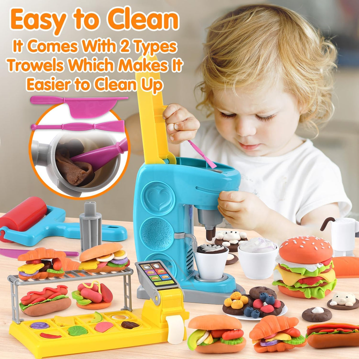 Multicolor Playdough Coffee Maker Toy Set H9365