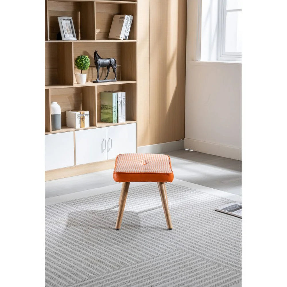 Orange Wooden Step Stool with Non-Slip Pad X757364