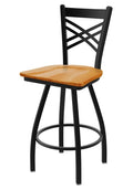 Swivel Bar Stool with Black Wrinkle Finish and Medium Oak Seat N1372