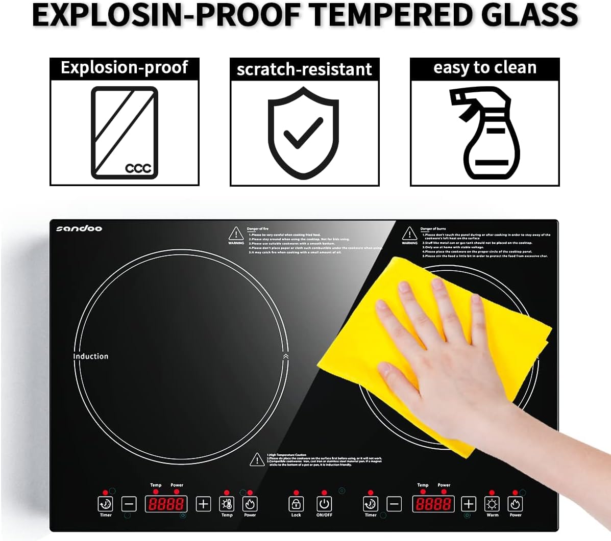 1800W Double Induction Cooktop with Kids Safety Lock O5914