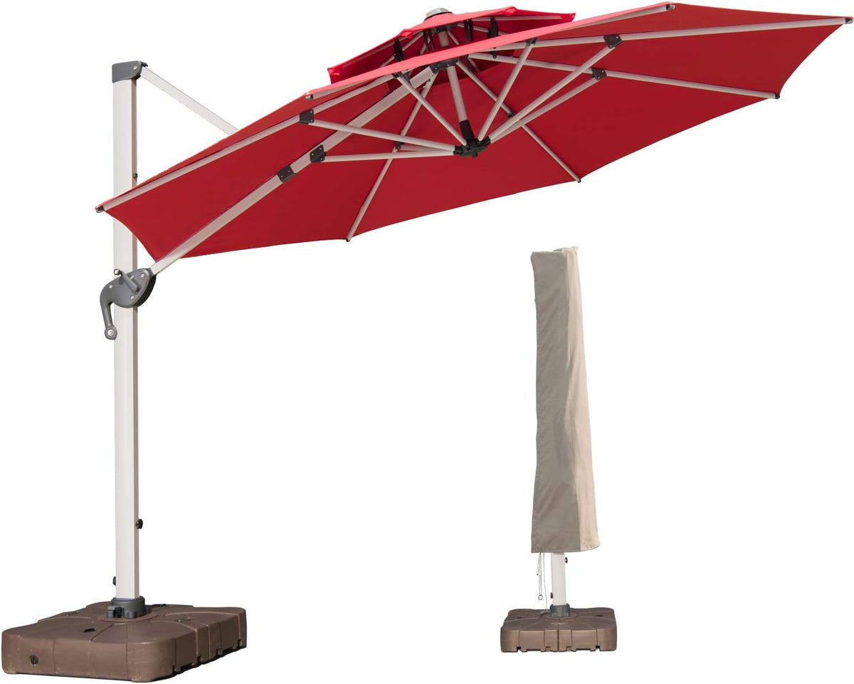 10 FT Offset Cantilever Patio Umbrella with Waterproof Cover, Blue C804