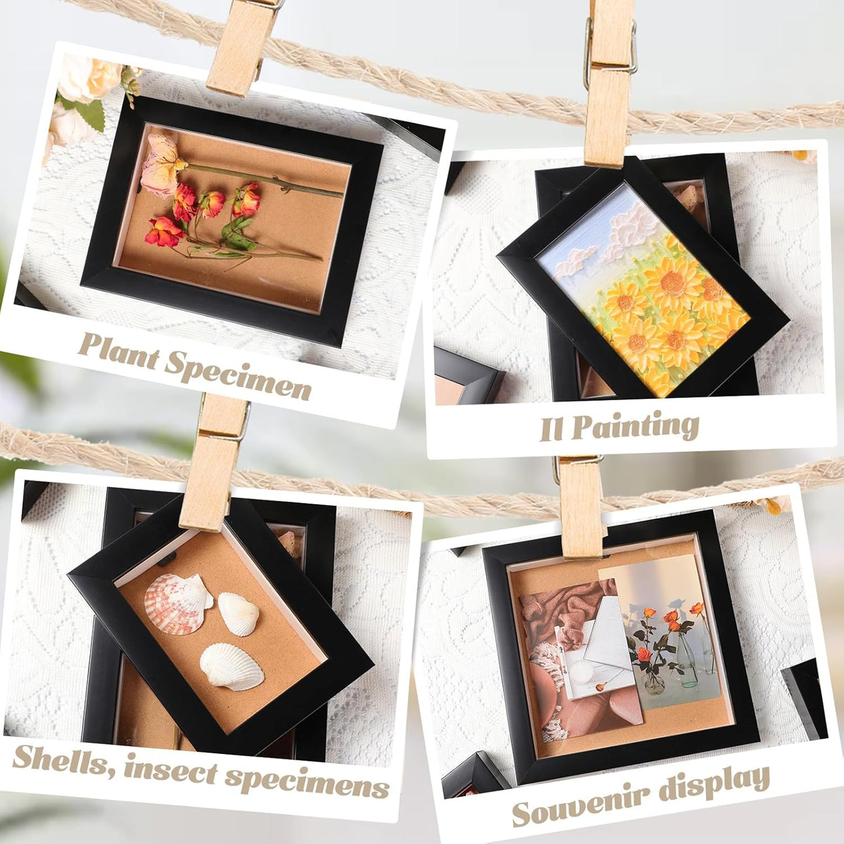 6 Pcs Black Wood Shadow Box Frame Set G54827