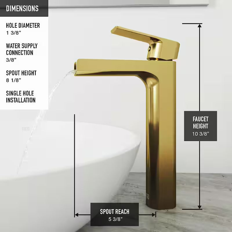 Single Handle Single-Hole Bathroom Vessel Faucet Matte Brushed Gold O227