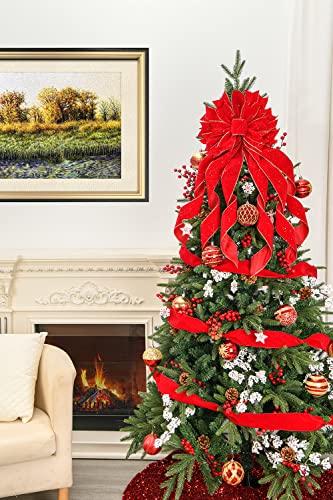 Christmas Tree Topper Bow with Snowflake Pattern X63861