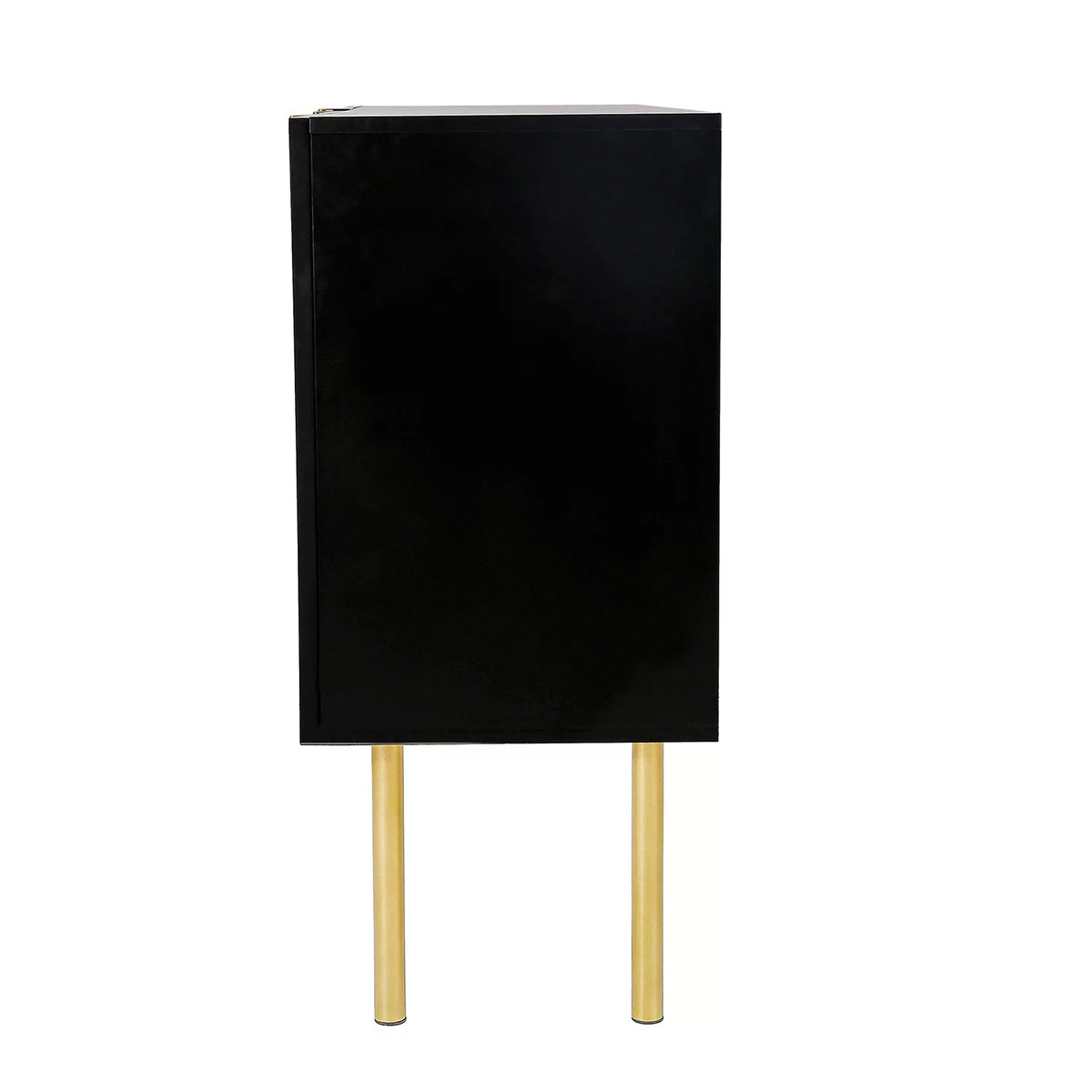 Black Modern Sideboard with Gold Metal Legs and Adjustable Shelves X472241