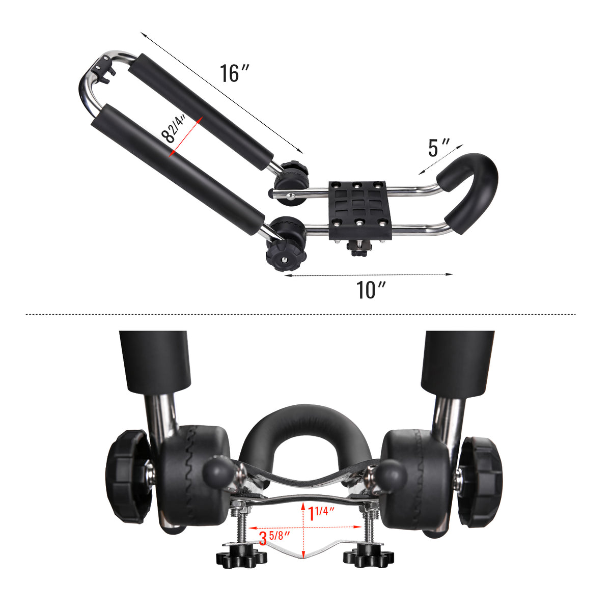 Stainless Steel J-Bar Rack Roof Top Mount with Ratchet Straps, Folding Carrier E519