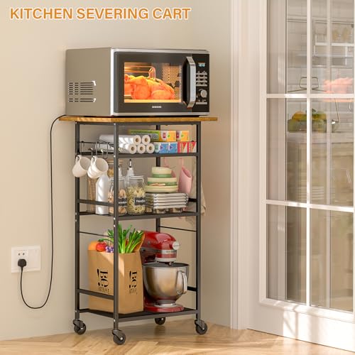 3 Tier Rolling Kitchen Microwave Cart with Adjustable Shelf J726