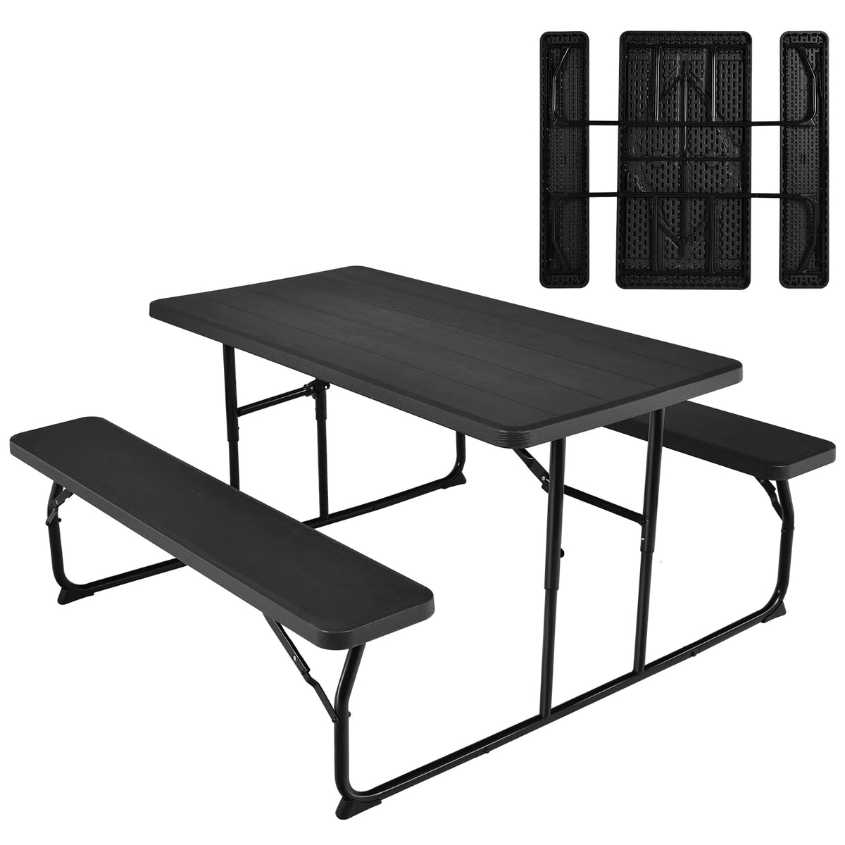 Folding Picnic Table Bench Set Grey O778383