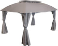 Gray Rectangle Patio Gazebo with Screens and Privacy Walls N5213