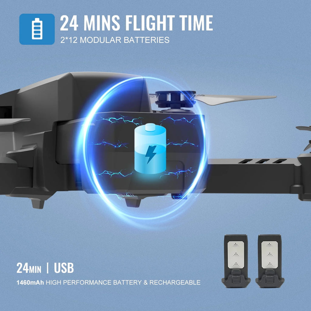 Mini Foldable Drone, 1080P HD FPV Camera Wifi RC Quadcopter, Voice/Gesture Control, Black U5784