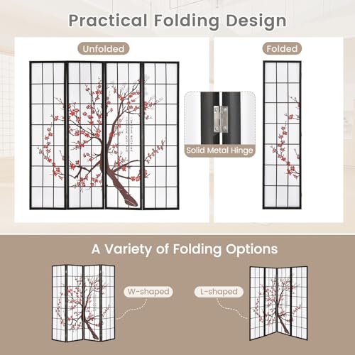 4 Panel 6FT Folding Privacy Screen, White B53373