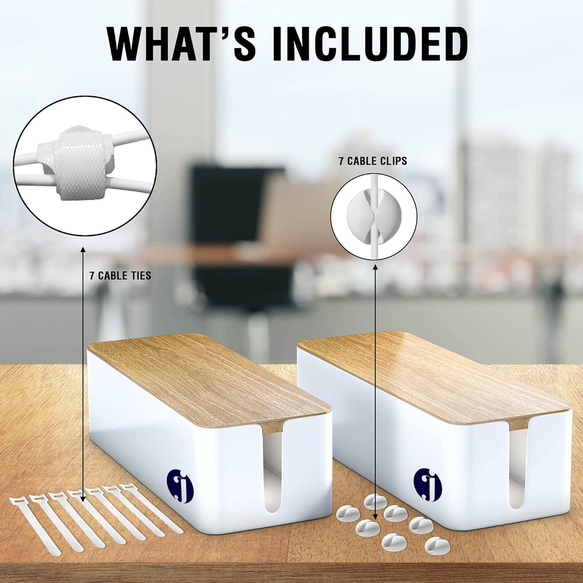 Cable Management Box with Wooden Style and Lid Lock, Sturdy ABS Material C800