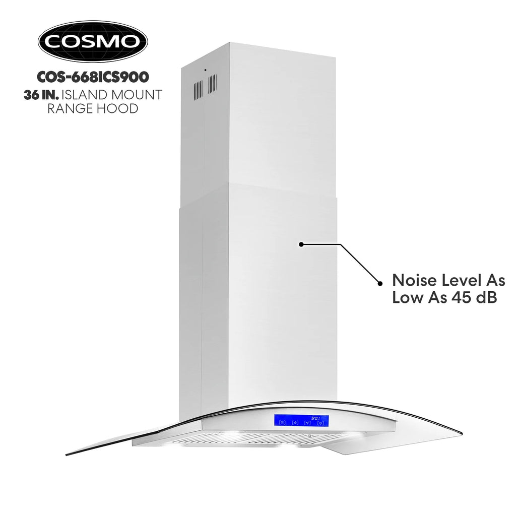 36 in. Ducted Island Range Hood in Stainless Steel Y56221