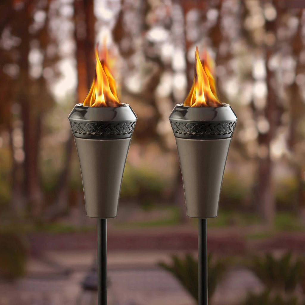 2-Pack 66 inch Outdoor Tiki Torch Metal Brown N20104