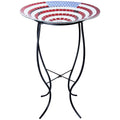 Glass Birdbath with Metal Stand O21602