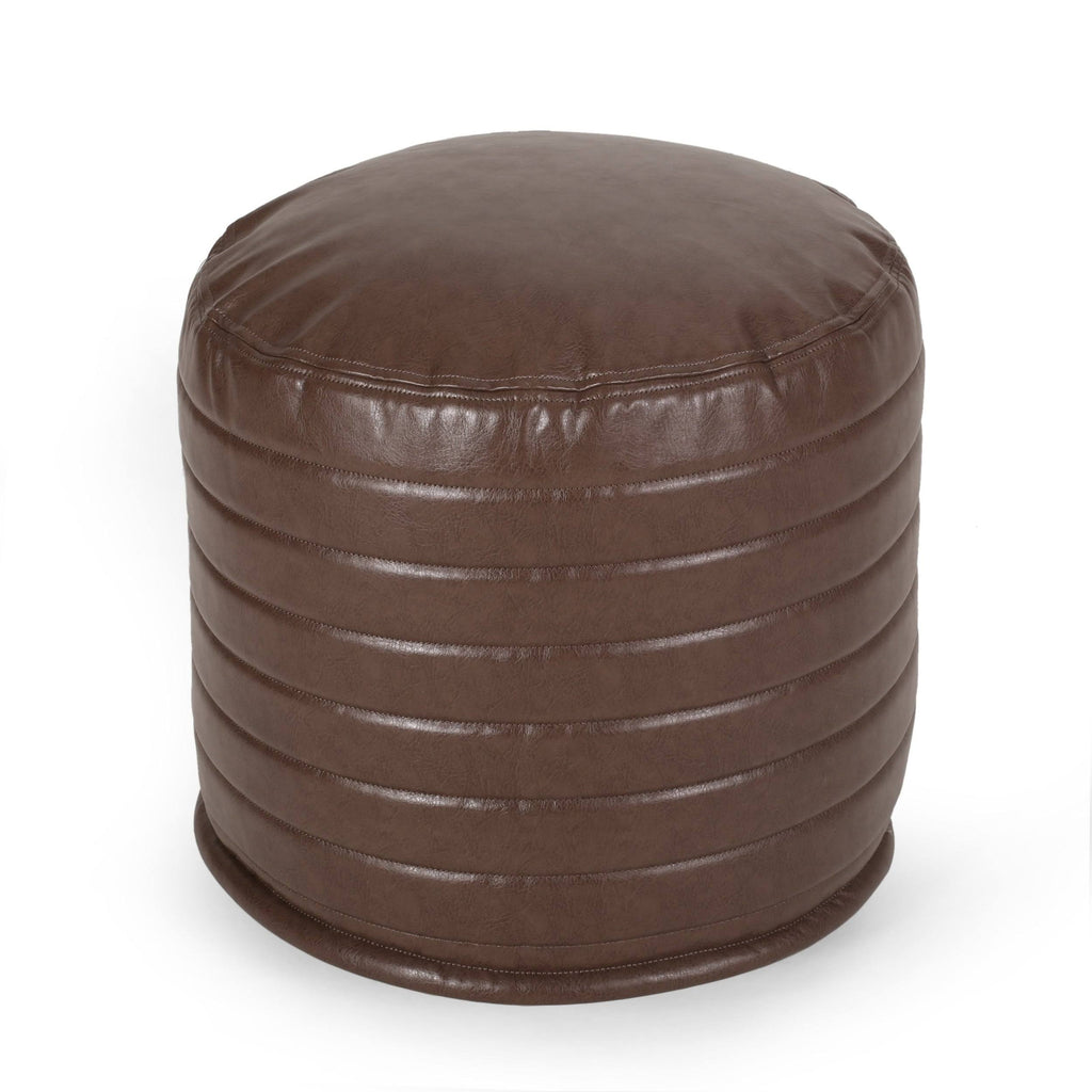 Caramel Faux Leather Cube Pouf U3603