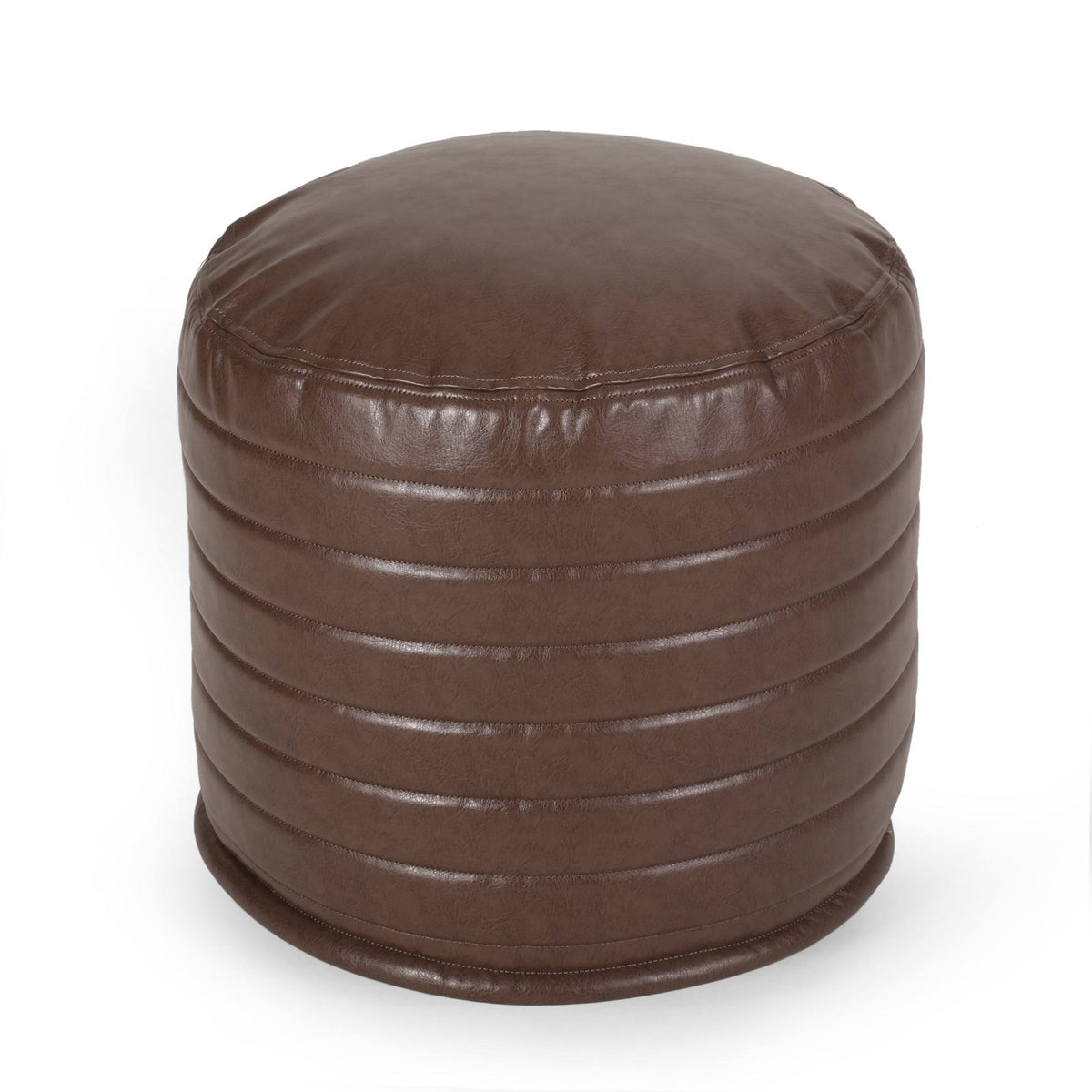 Caramel Faux Leather Cube Pouf U3603