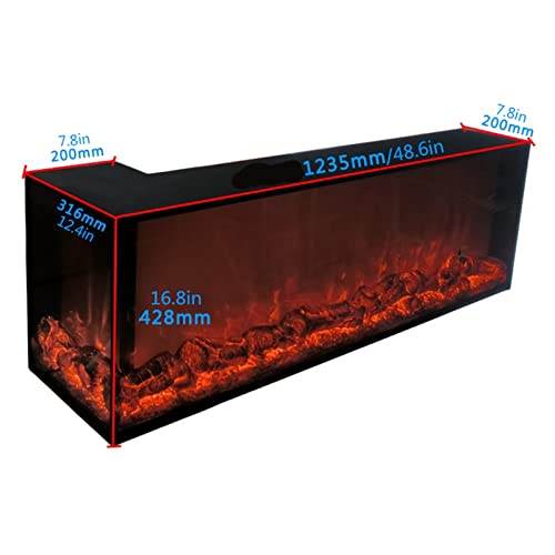 Black L-shaped Recessed Electric Fireplace with Remote Control B786