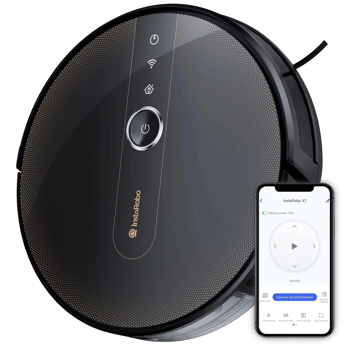 Black Robot Vacuum and Mop Combo with Smart Mapping, 2000Pa Suction U472734