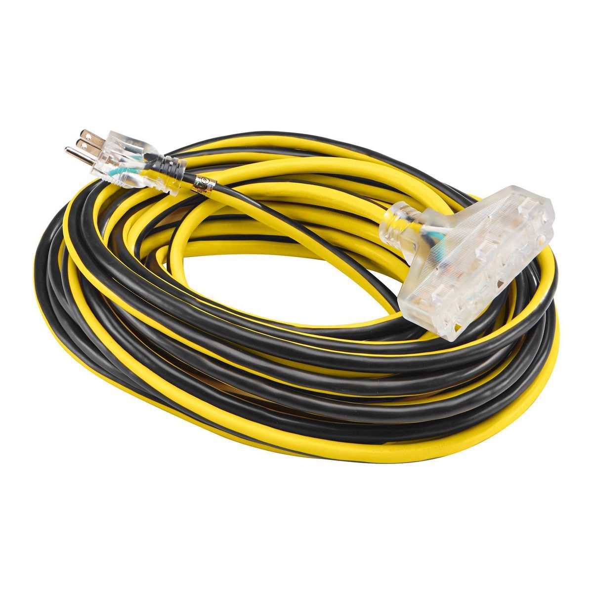 50 ft. 12/3 Gauge Multiple Outlet Extension Cord with Indicator Light, Yellow, Black M703772