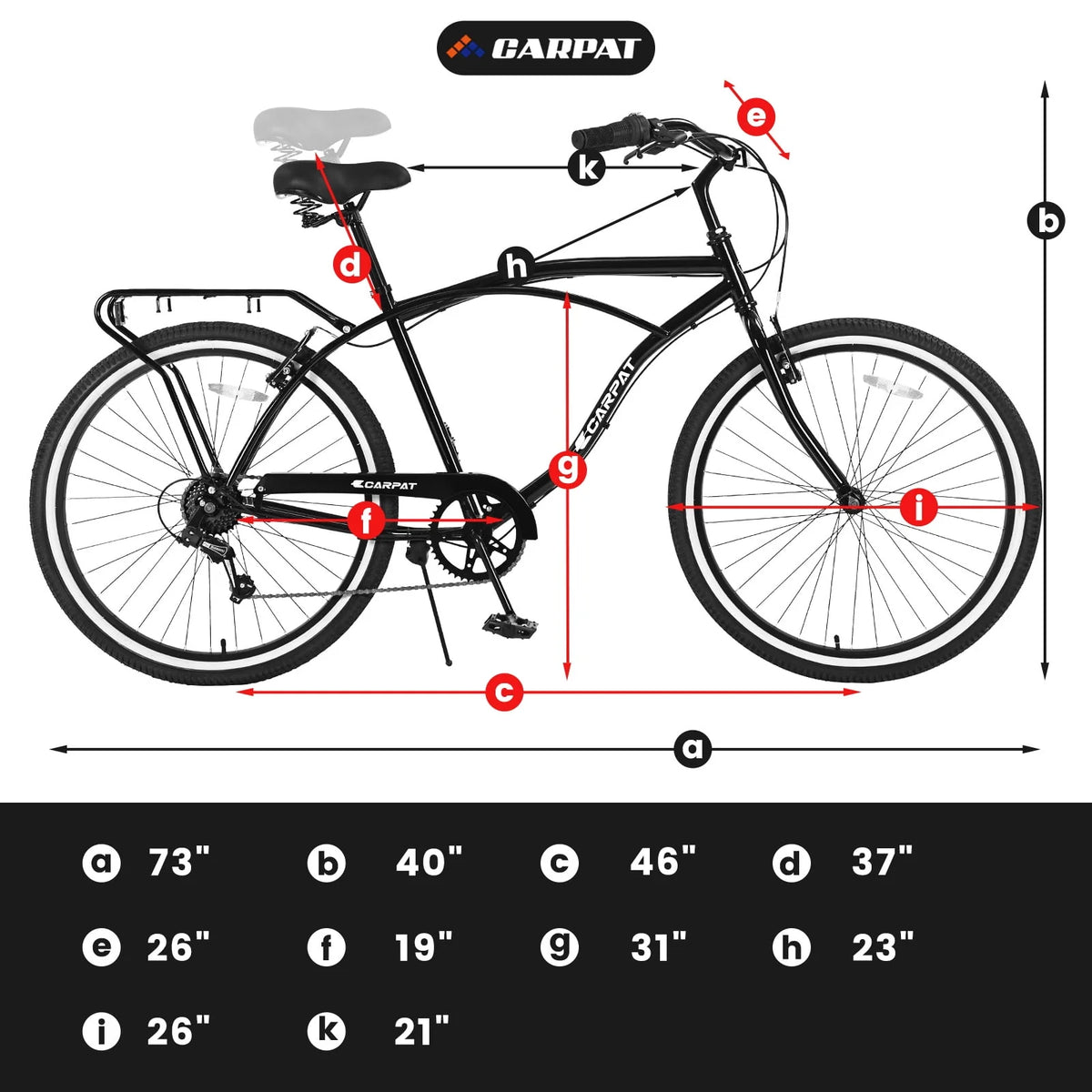 7 Speed Adult Beach Cruiser Bike 26 Wheels Q236