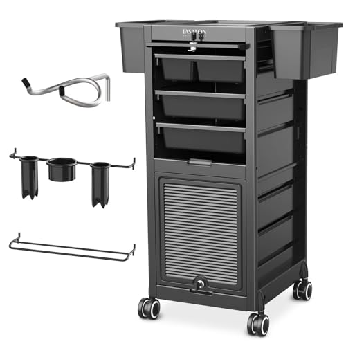 Pink Lockable Rolling Salon Cart with 6 Drawers X770