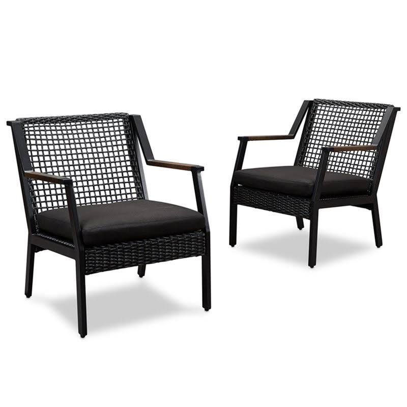 Black Aluminum Patio Dining Arm Chair, 2 Count F2043