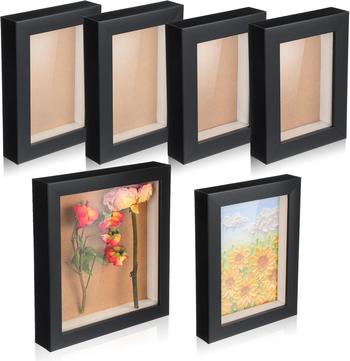 6 Pcs Black Wood Shadow Box Frame Set G54827