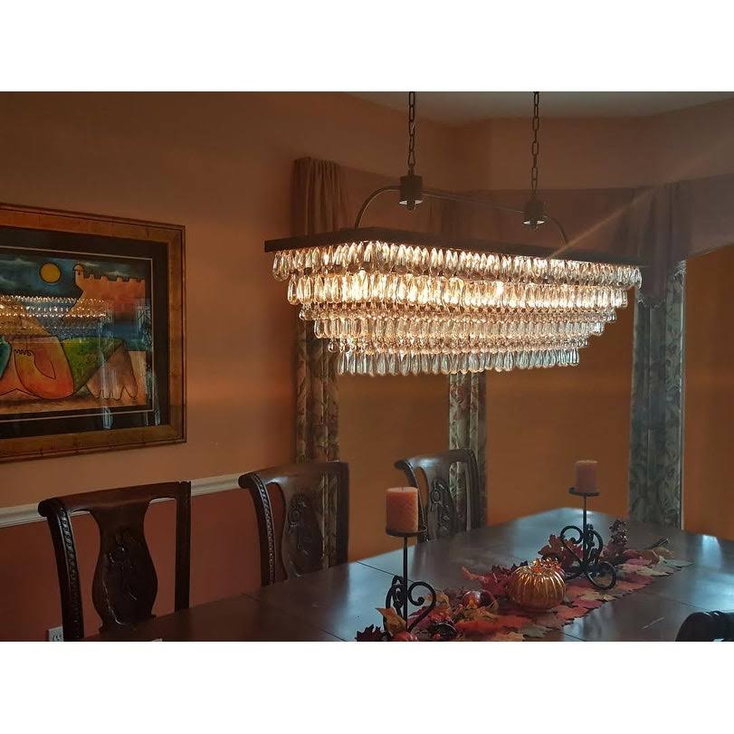 40 inch Rectangular Glass Drop Chandelier A875