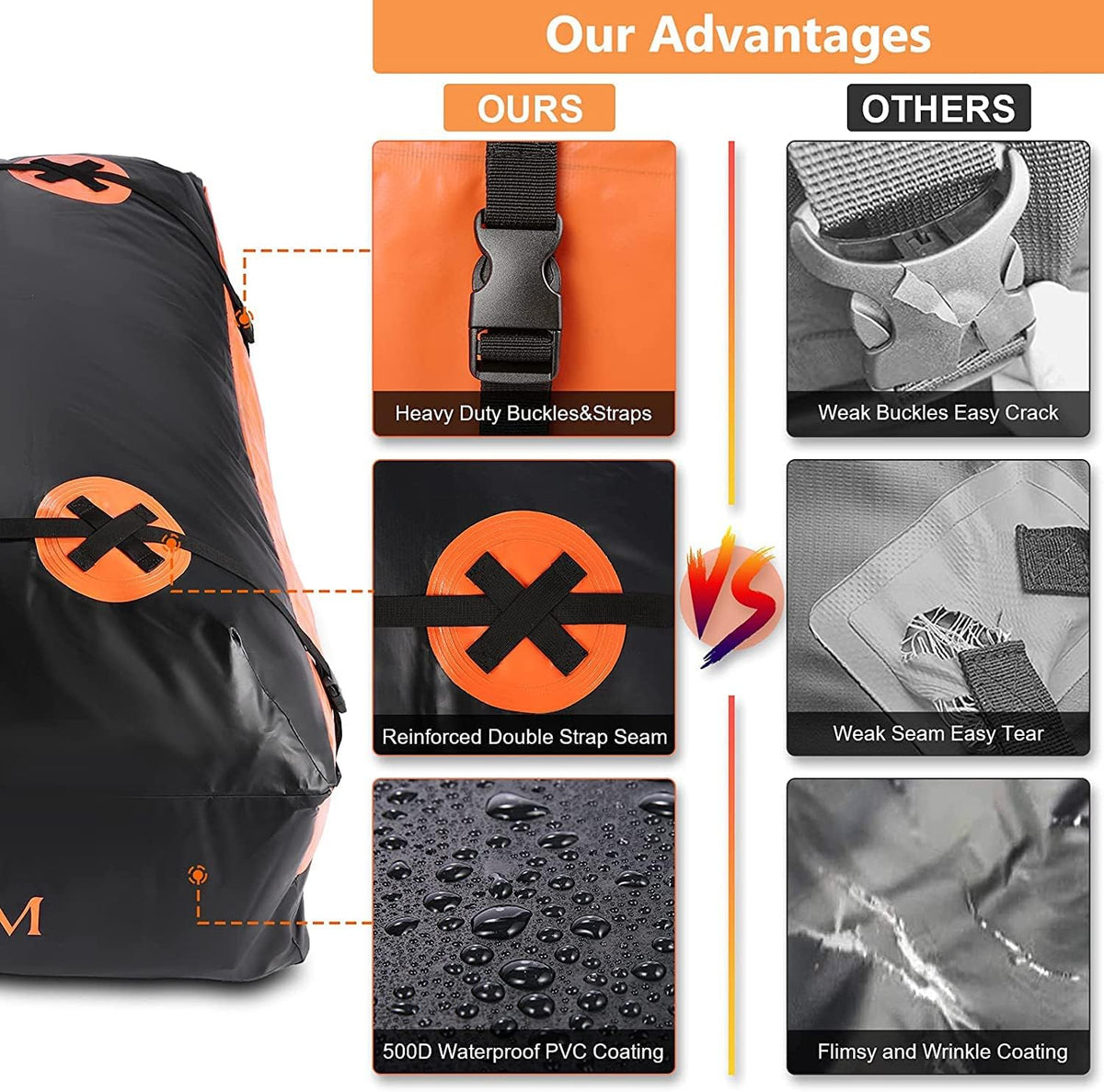 15 and 20 Cubic Feet Waterproof Rooftop Cargo Carrier Bag V776644