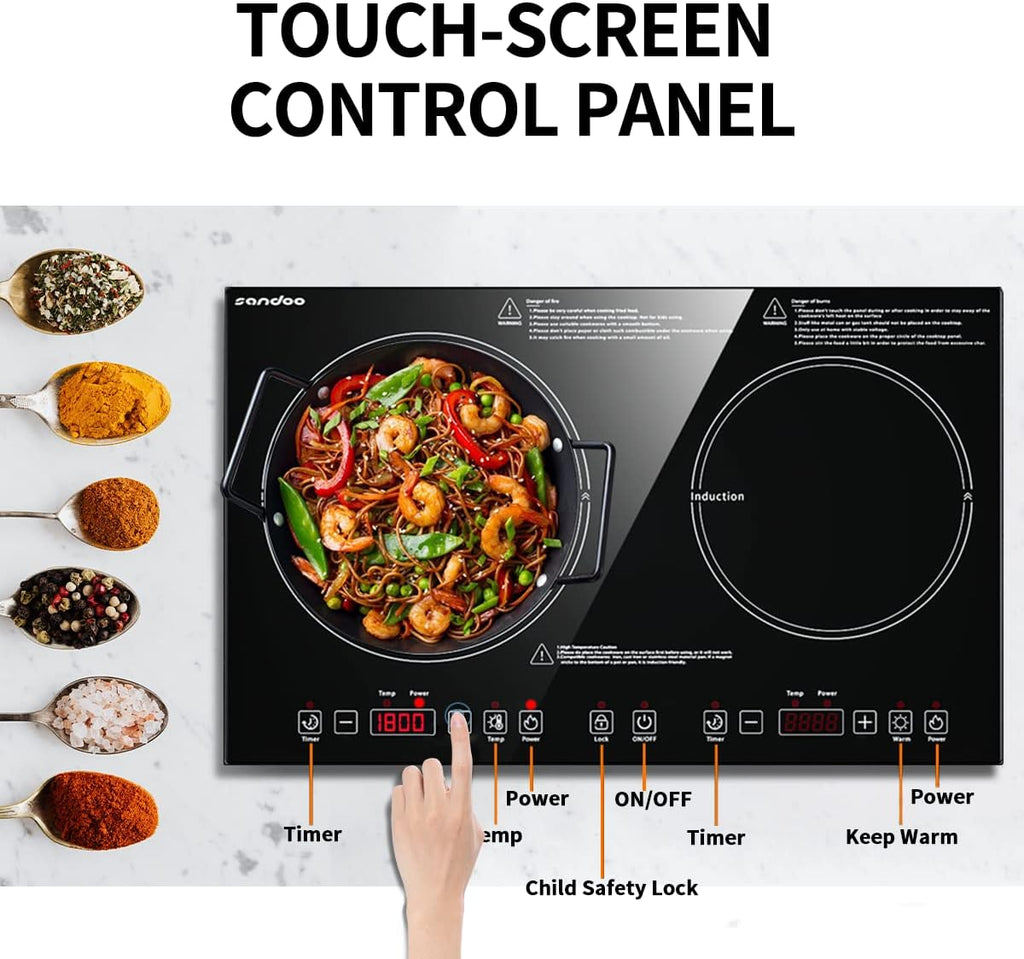 1800W Double Induction Cooktop with Kids Safety Lock O5914