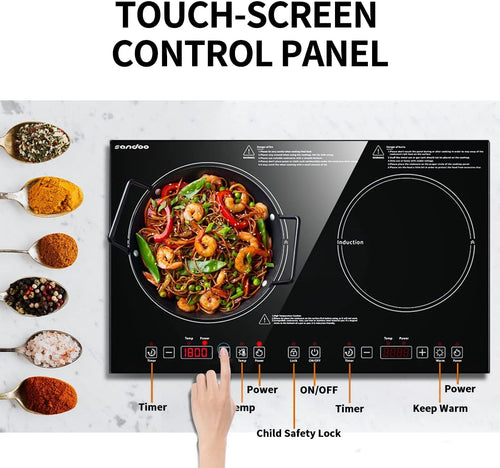 1800W Double Induction Cooktop with Kids Safety Lock O5914