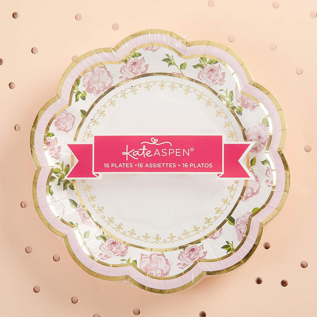 32 Pcs 7 Inch Pink Floral Paper Plates W3767
