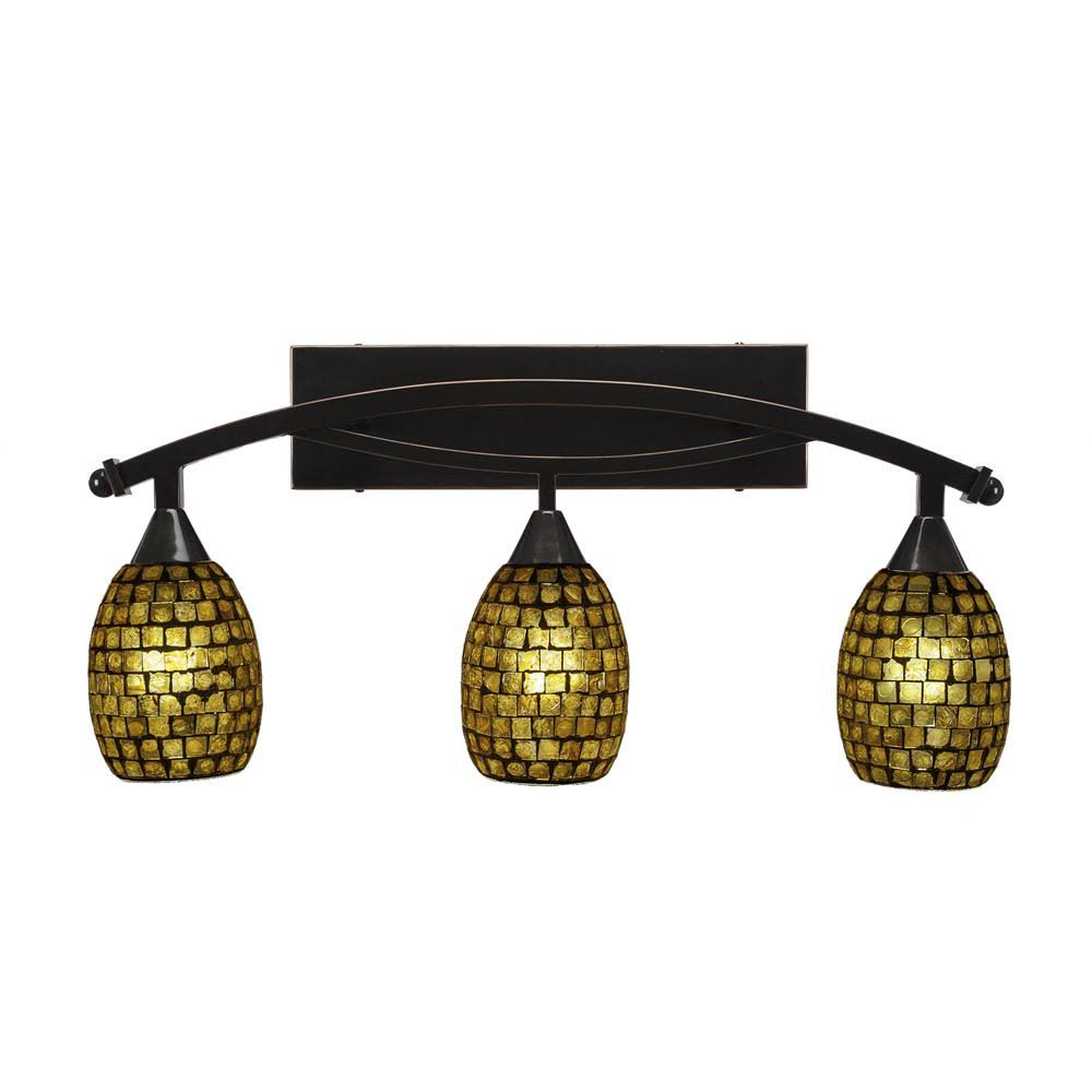 Three Light Bath Bar with Copper Mosaic Glass F181