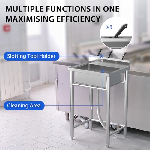 Stainless Steel Single Bowl Utility Sink with Pull-Out Faucet U795504