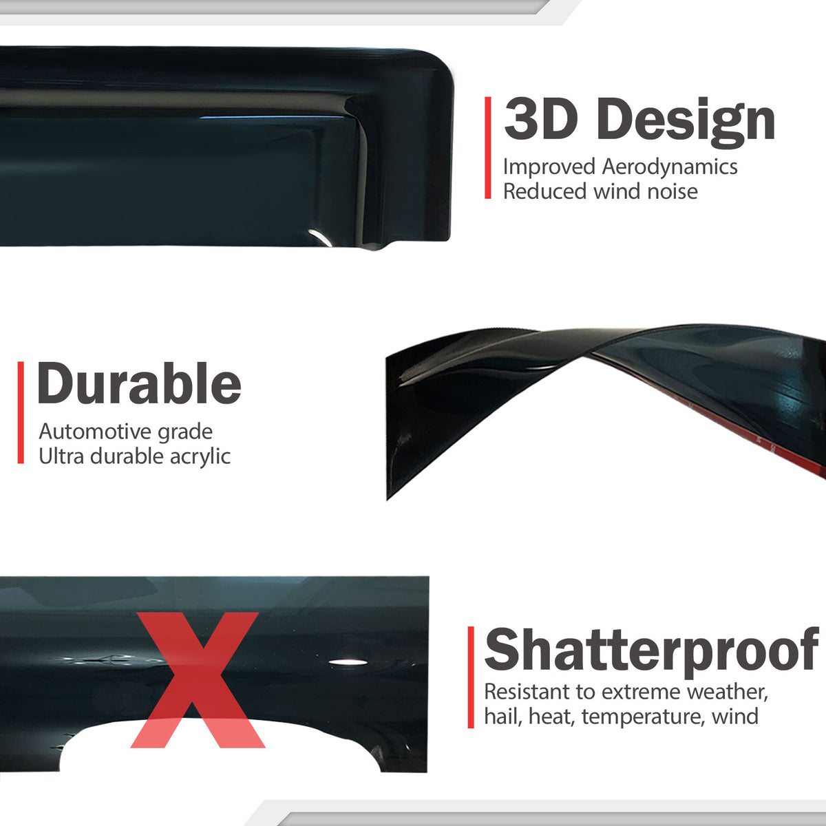 Dark Smoke Acrylic Side Window Deflector Strip, Set of 4 M759507