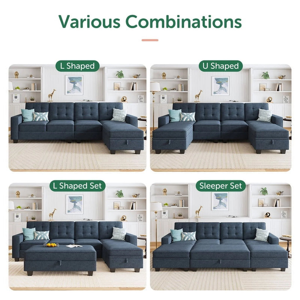 Light Grey U-Shaped Sofa with Storage N286545