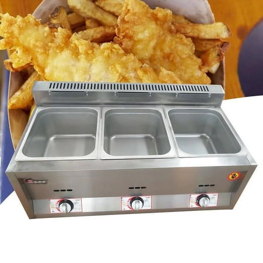 Commercial Propane Deep Fryer Countertop 18L Gas Fryer 3 Pan E32197