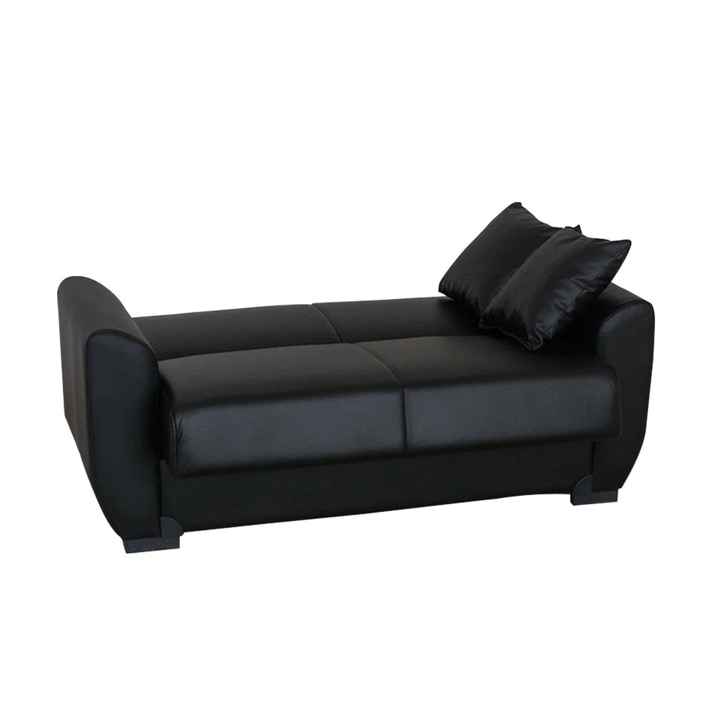 Black PU Leather Loveseat D972962