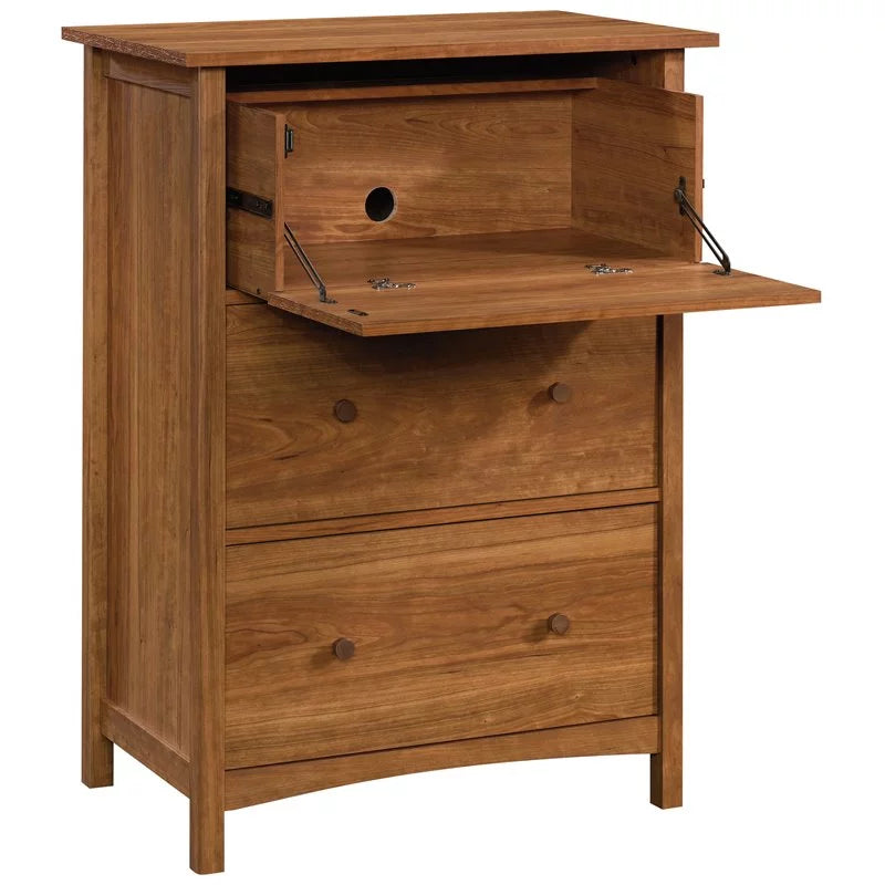 Engineered Wood Secretary Desk/Chest in Prairie Cherry Q685
