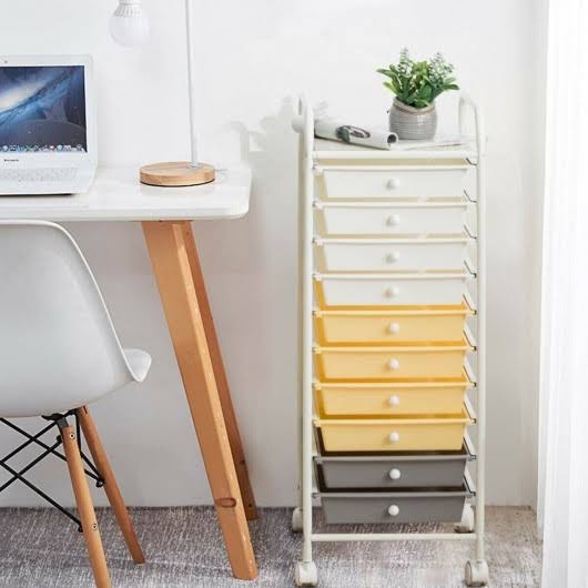 10 Drawer Yellow Rolling Storage Cart Organizer H429