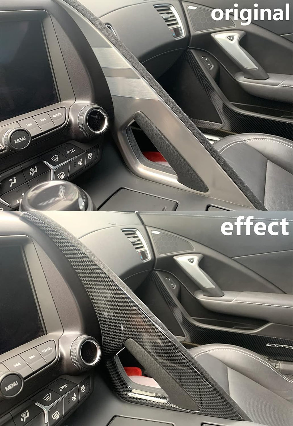 Carbon Fiber Central Control Armrest Cover Trim for 2014-2019 Chevrolet Corvette C7 X495483