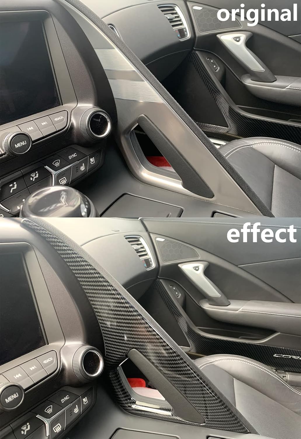 Carbon Fiber Central Control Armrest Cover Trim for 2014-2019 Chevrolet Corvette C7 X495483