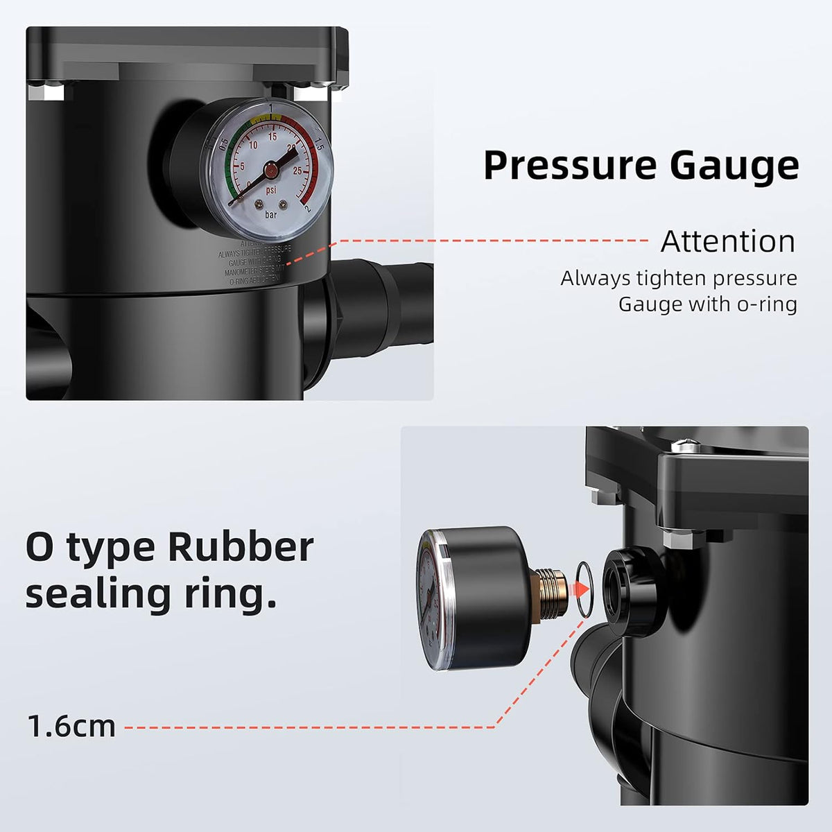 14.4" Sand Filter with 1/2HP Prefilter Pump System, 7-Way Valve Q6985