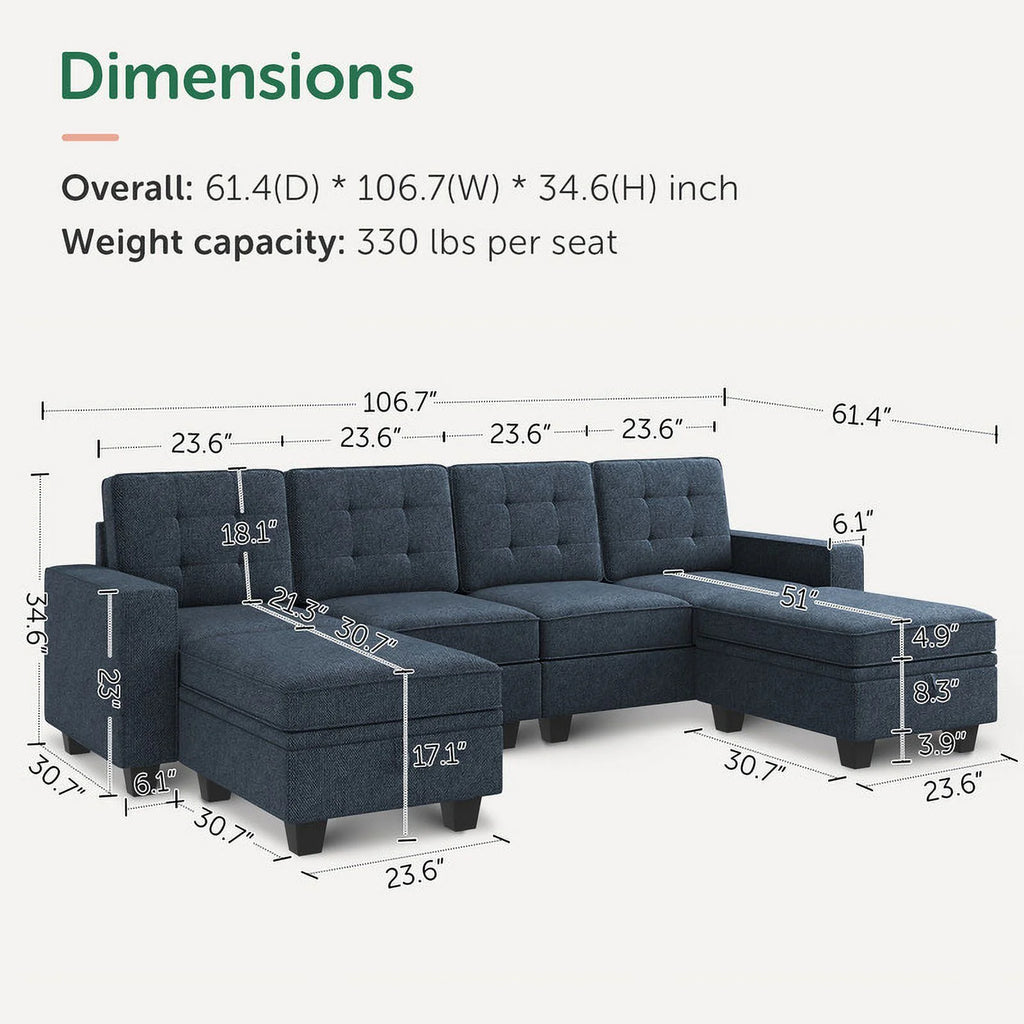 Light Grey U-Shaped Sofa with Storage N286545