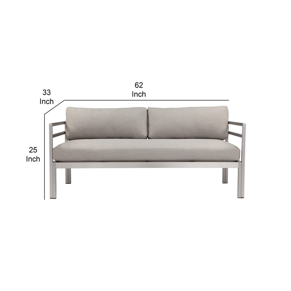 Gray Aluminum Frame Outdoor Sofa with Fabric Cushions T416126